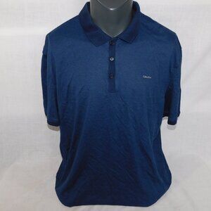 Calvin Klein Mens 2XL Blue Striped Cotton Polo Shirt